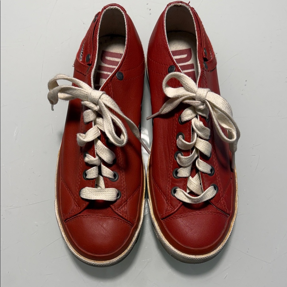 Diesel Red Leather Sneakers